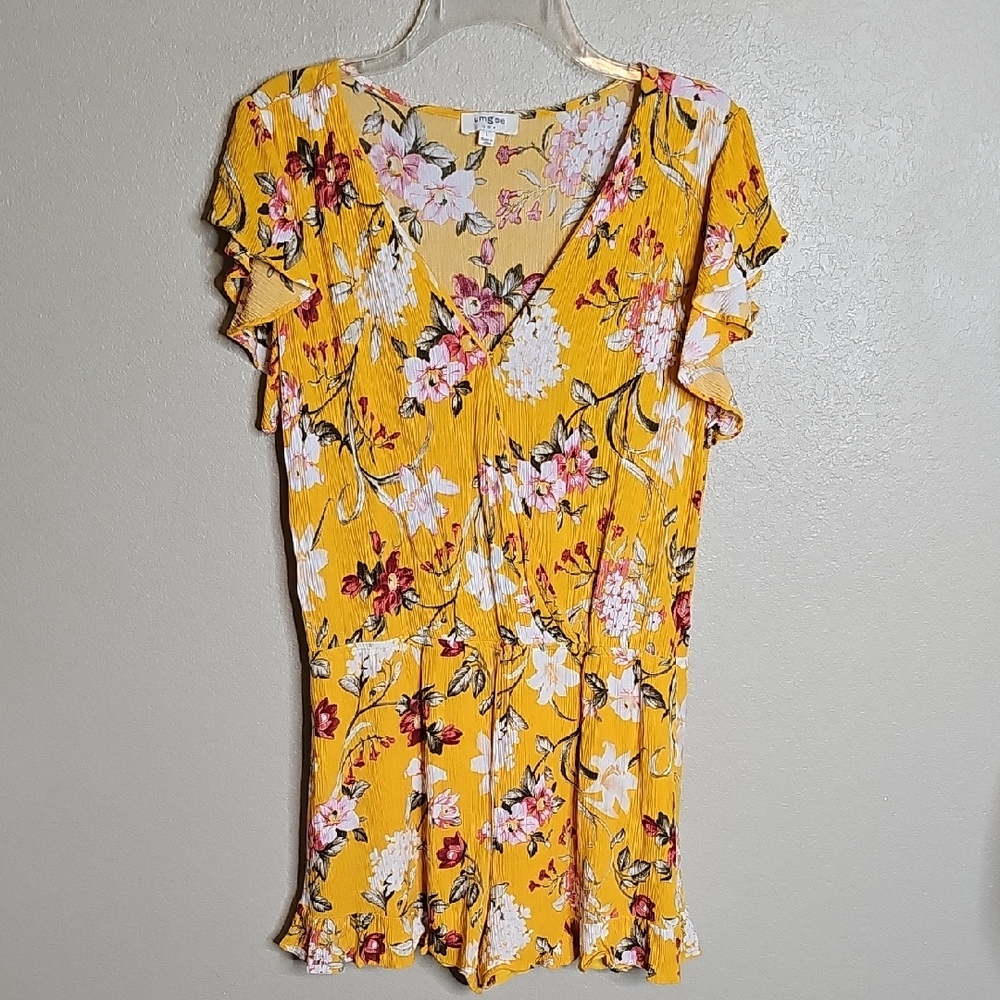 Umgee Yellow Floral Romper size Large